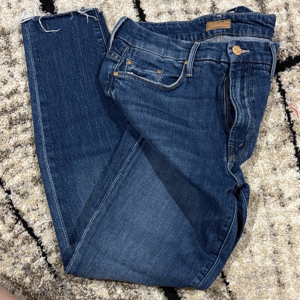 MOTHER Dark Blue Straight Leg Jeans